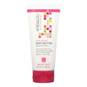 Andalou Naturals Body Butter - 1000 Roses - 8 Oz