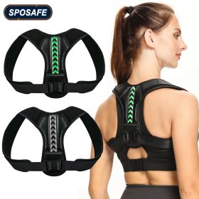 Adjustable Back Shoulder Posture Corrector Belt Clavicle Spine Support Reshape Your Body Home Office Sport Upper Back Neck Brace (Color: Green, size: XL-weight 90-120KG)